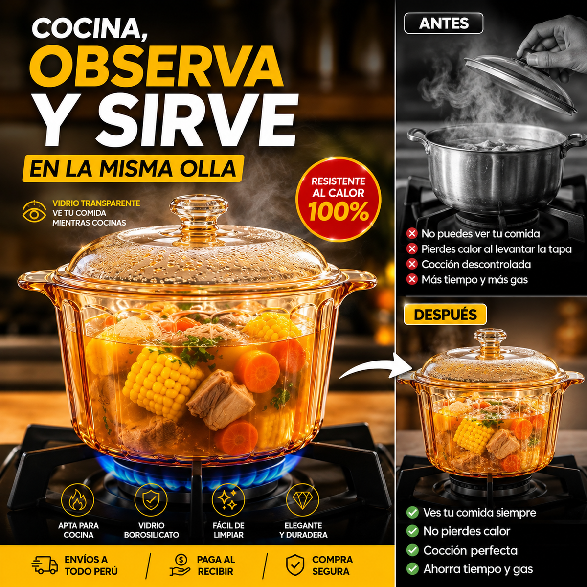 Olla Borosilicato Profesional