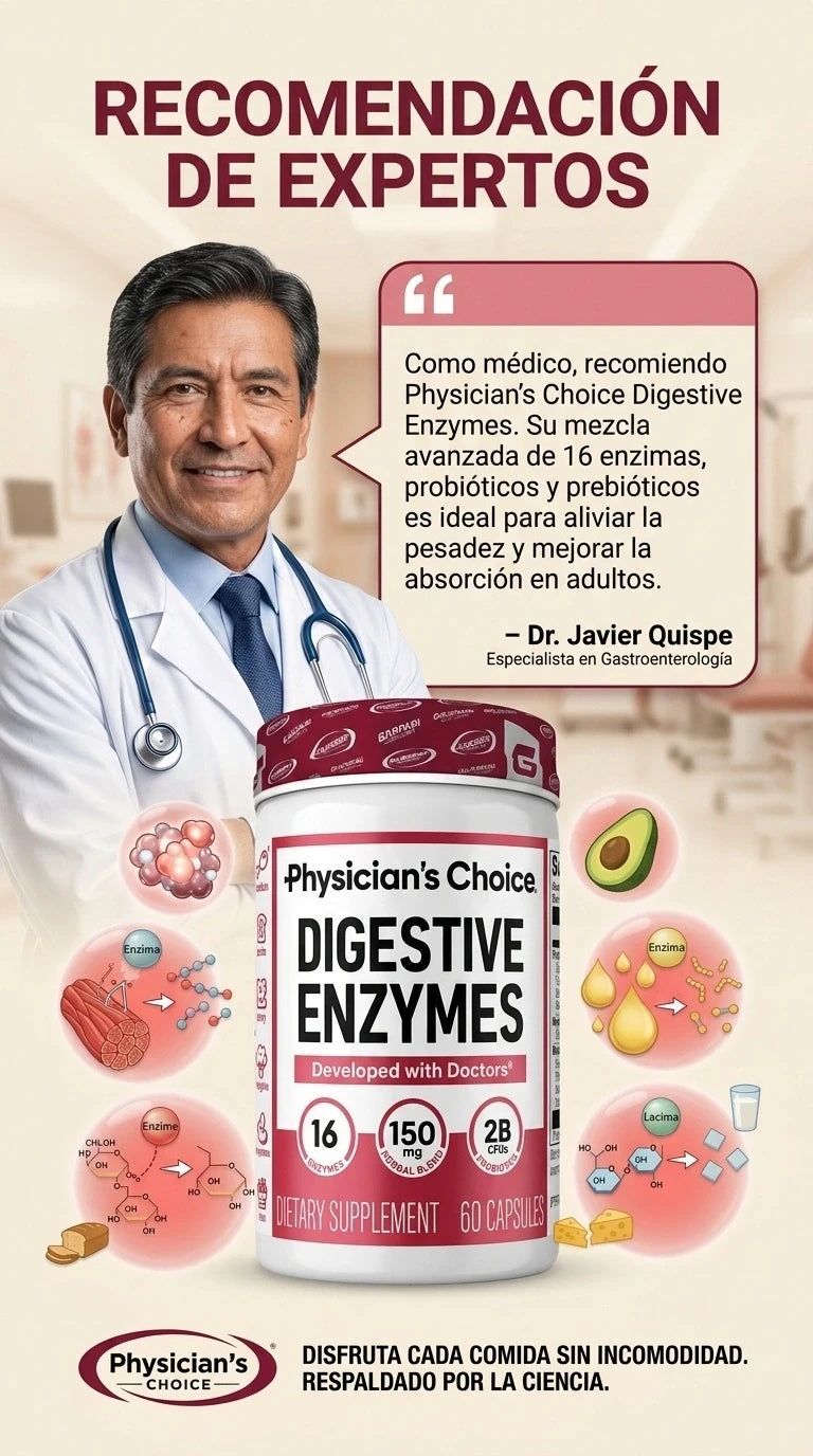 Enzimas digestivas - Una mezcla 3 en 1 de acción rápida con 16 enzimas