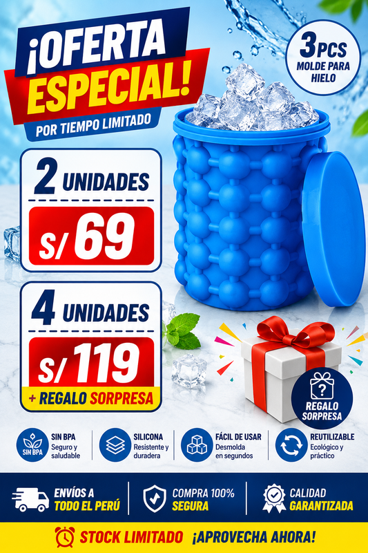 2 Hieleras de Silicona Flexible-Fácil Liberación para Cócteles y Bebidas Frías