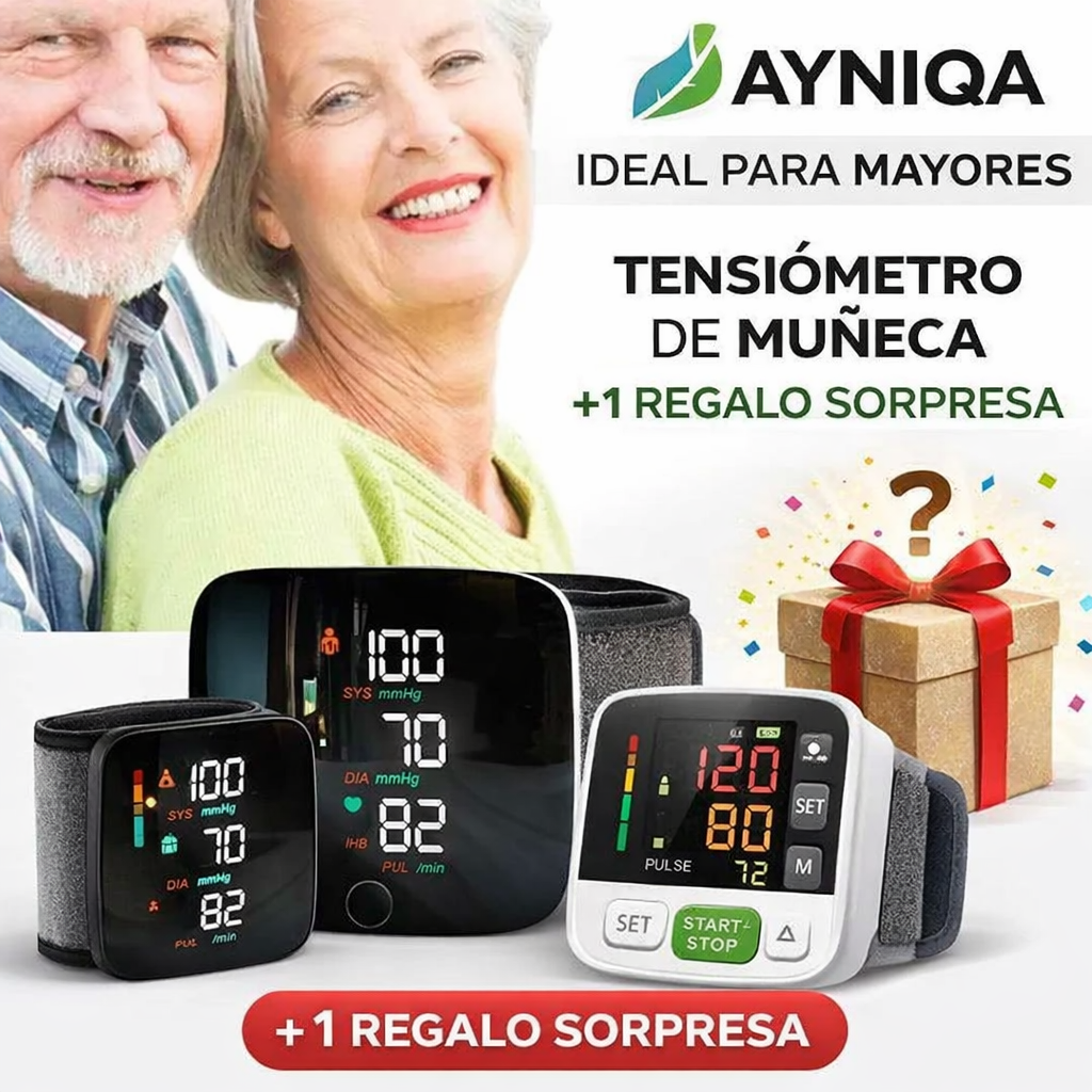 Tensiómetro de muñeca Recargable Voz en Español+1 REGALO SORPRESA🎁