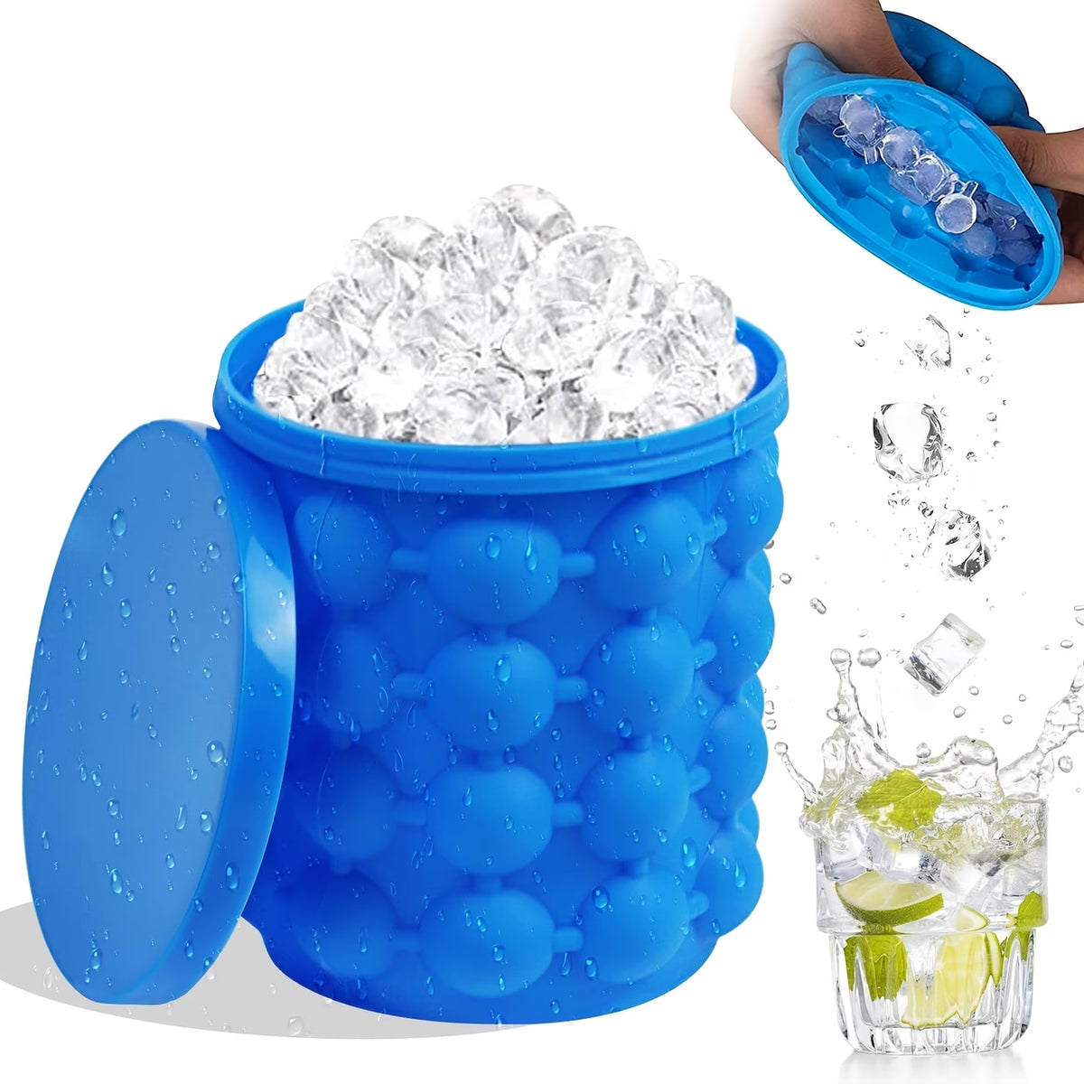 2 Hieleras de Silicona Flexible-Fácil Liberación para Cócteles y Bebidas Frías