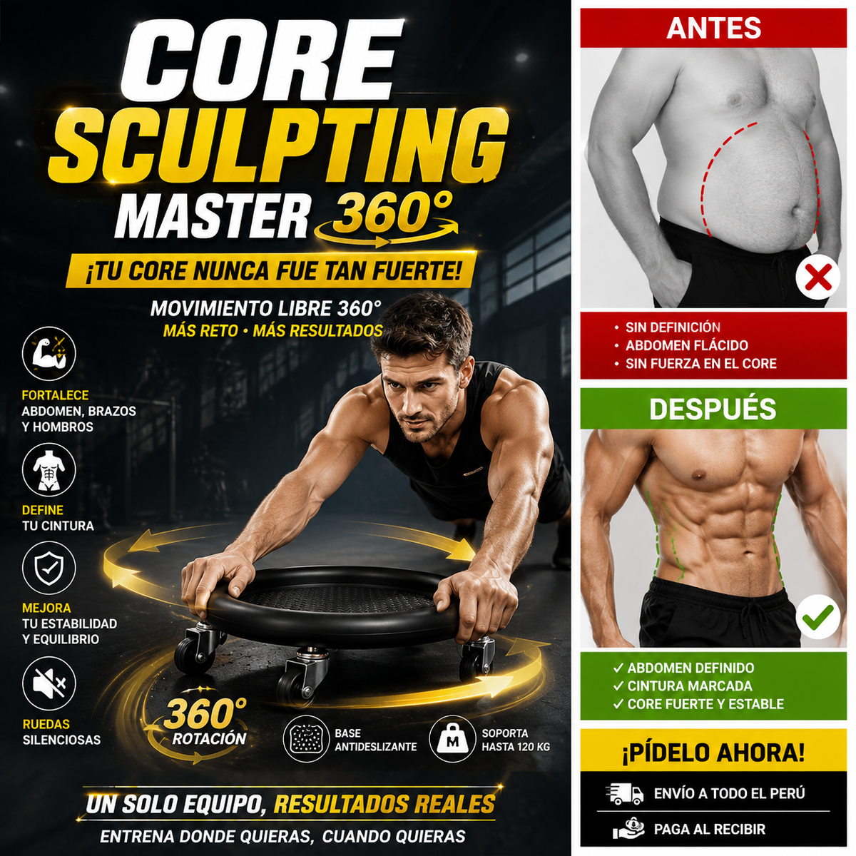 Disco Abdominal con Rueda y Rodillera