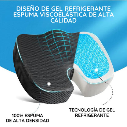 Asiento Viscoelástico Ortopédico con Gel - para Alivio del Cóccix