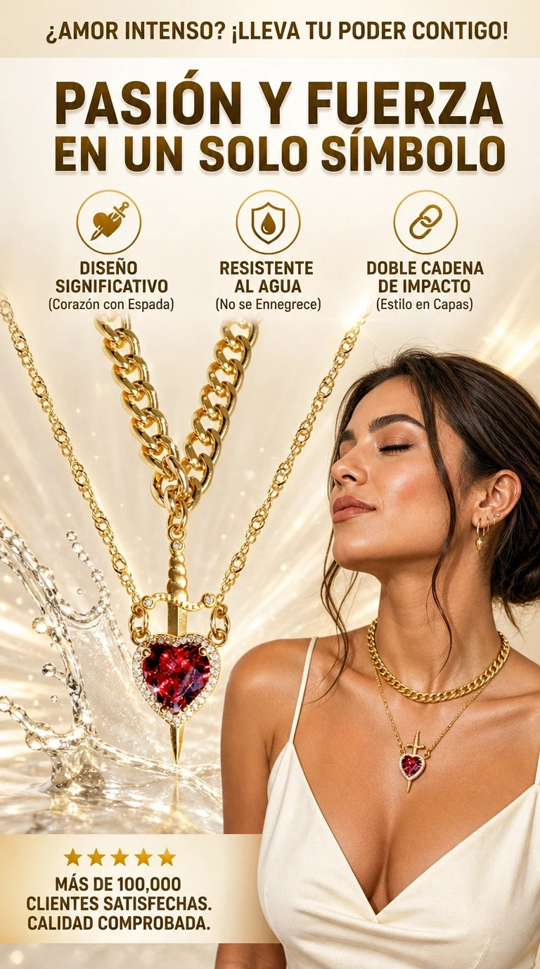 Juego de 2 Collares con Colgante de Circonita en Forma de Corazón y Espada Ensamblables para Pareja,