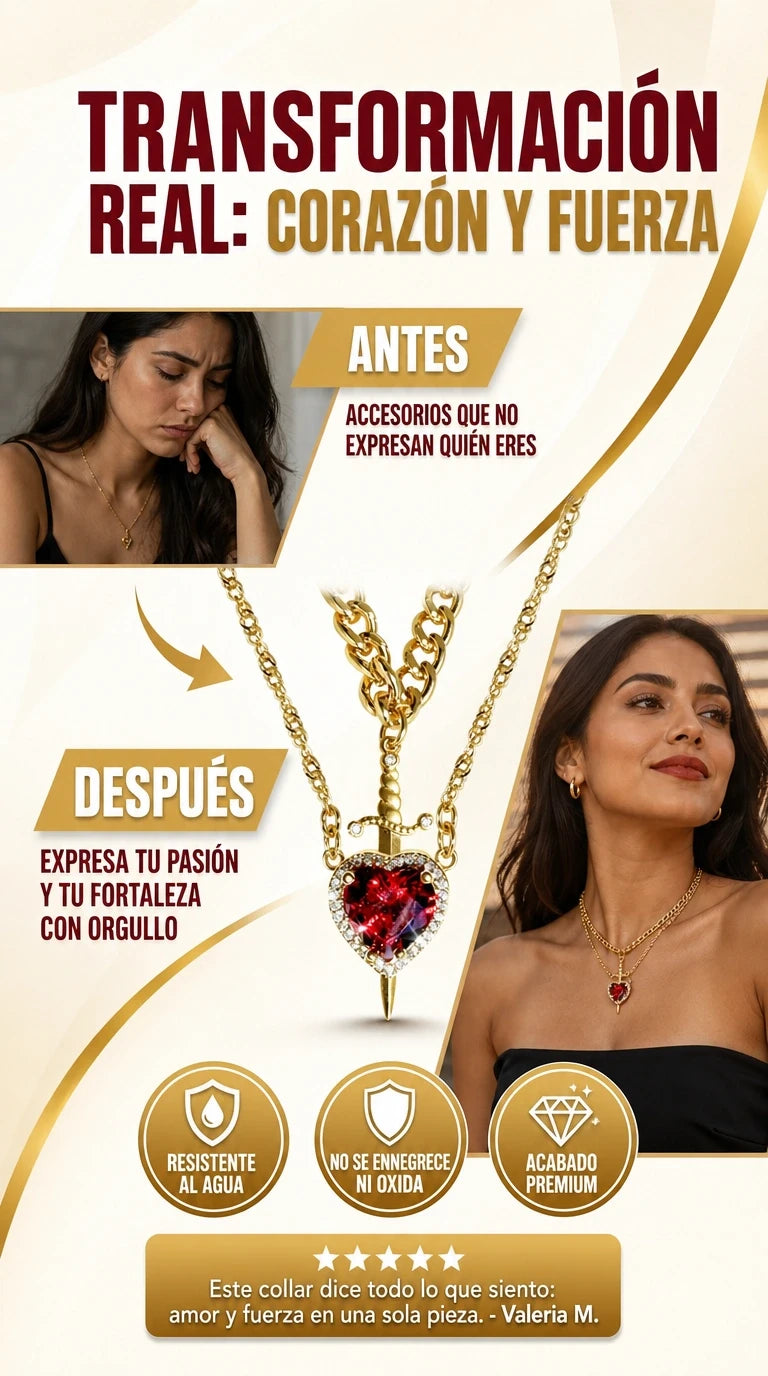 Juego de 2 Collares con Colgante de Circonita en Forma de Corazón y Espada Ensamblables para Pareja,