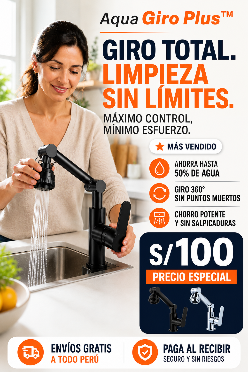 Grifo AquaGiro Plus™ - Limpieza cómoda para quien ya no quiere esforzarse