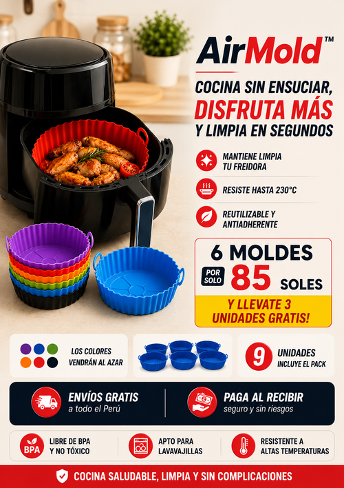AirMold™ | Cocina más limpio y sano, set de 6 moldes + 3 De Regalo Gratis