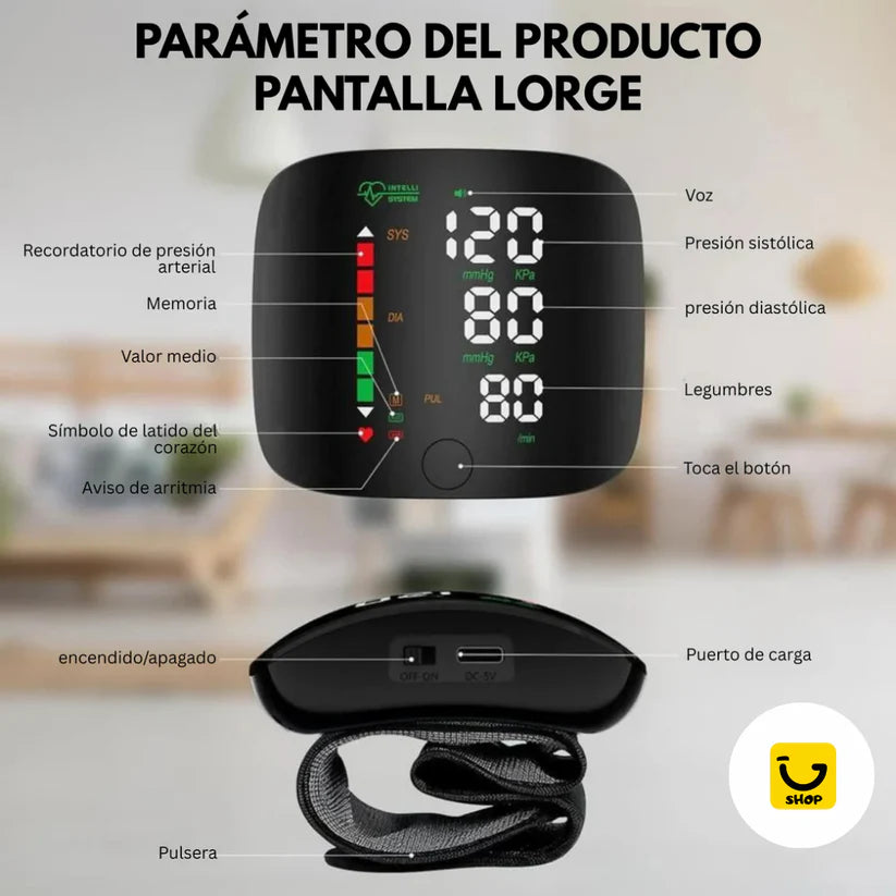 Tensiómetro de muñeca Recargable Voz en Español+1 REGALO SORPRESA🎁