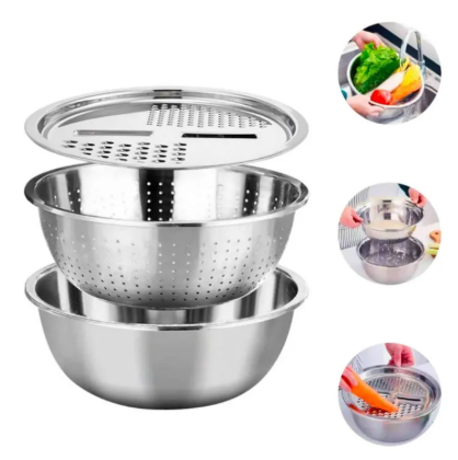 Ralladores para cocina, cesta de drenaje de acero inoxidable 3 EN 1