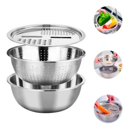 Ralladores para cocina, cesta de drenaje de acero inoxidable 3 EN 1