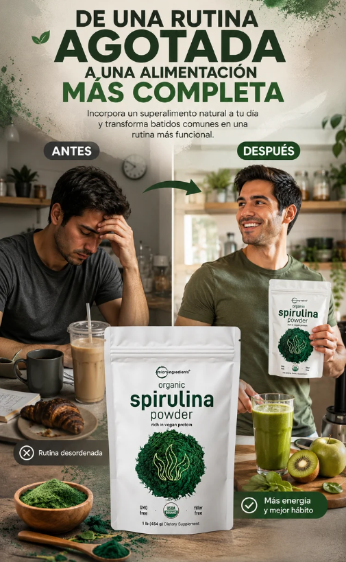 Micro Ingredients Polvo de espirulina orgánica, 400g