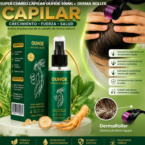 SUPER COMBO CAPILAR OUHOE 100ML+ DERMA ROLLER
