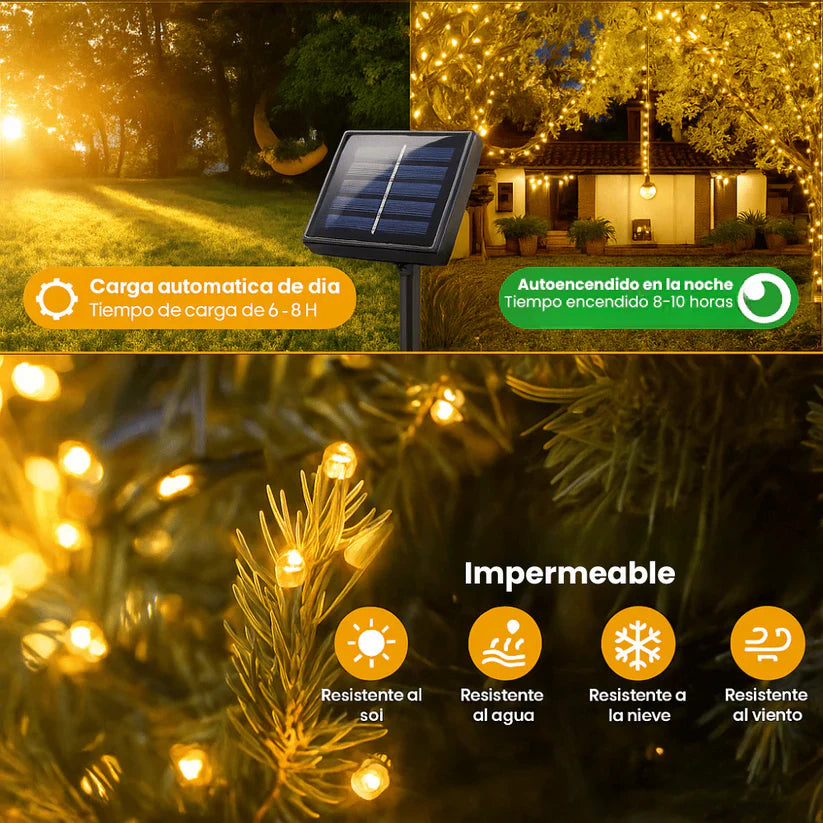 “Ilumina tu Navidad con Luces Solares sin cables ni consumo eléctrico”
