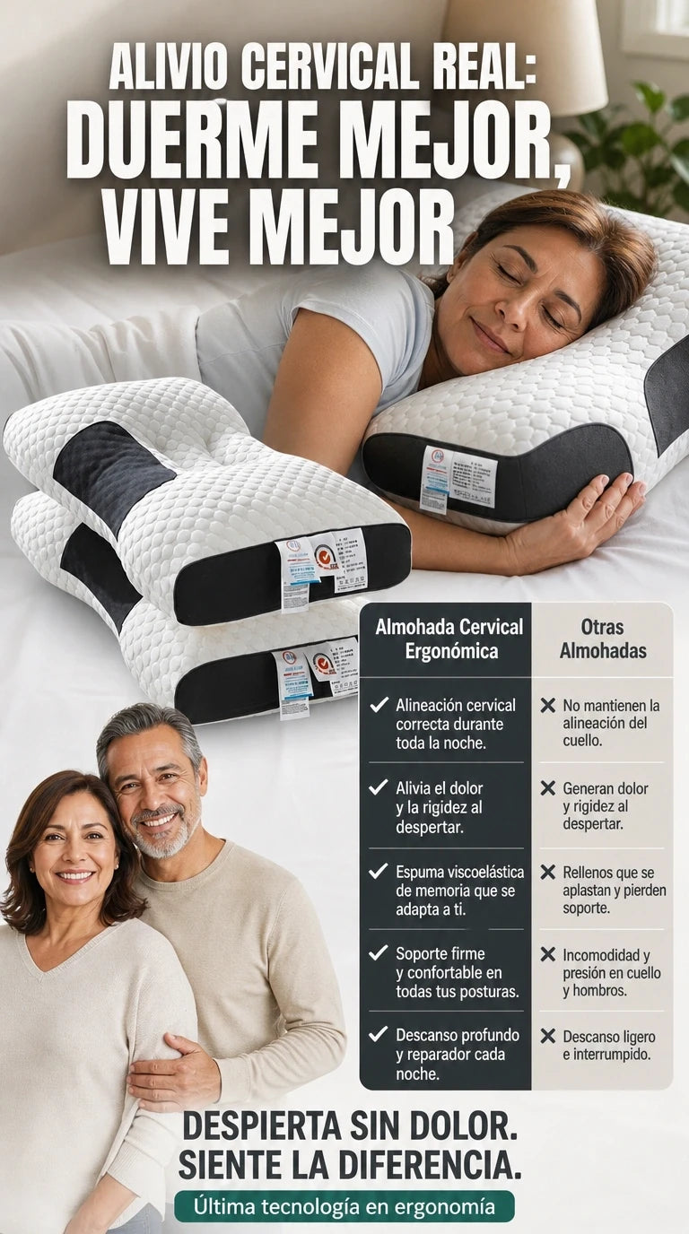 DELUXE ERGONOMIC PLUS | Almohada Ortopédica 3d Con Alineación Cervical Perfecta