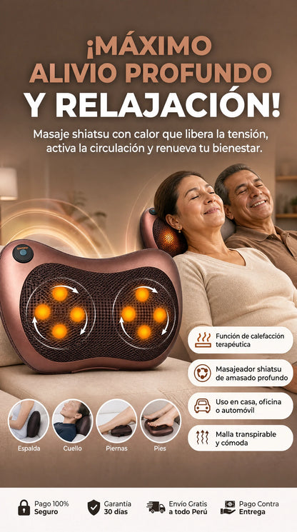 LUMBAR PRO - MASAJEADOR 8 D MULTIFUCION - CALOR INFRARROJO - 8 RODILLOS 3D