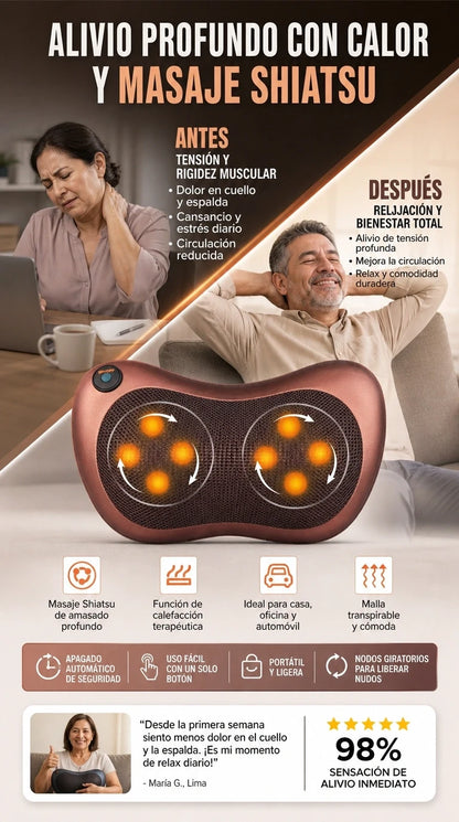 LUMBAR PRO - MASAJEADOR 8 D MULTIFUCION - CALOR INFRARROJO - 8 RODILLOS 3D