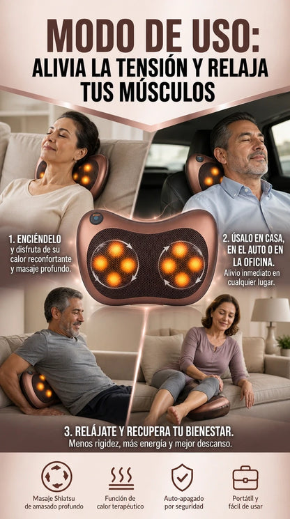 LUMBAR PRO - MASAJEADOR 8 D MULTIFUCION - CALOR INFRARROJO - 8 RODILLOS 3D