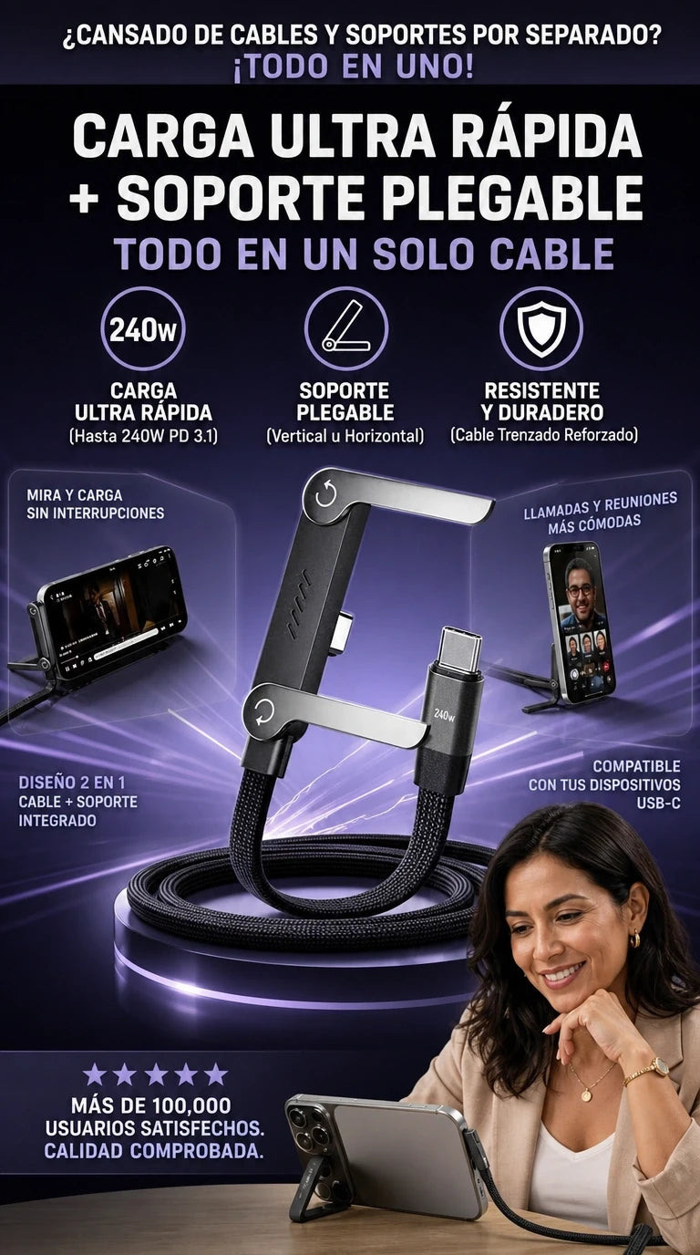 CABLE CARGA EXTREMA 2 EN 1 (TIPO C) +🎁 1 Regalo Sorpresa