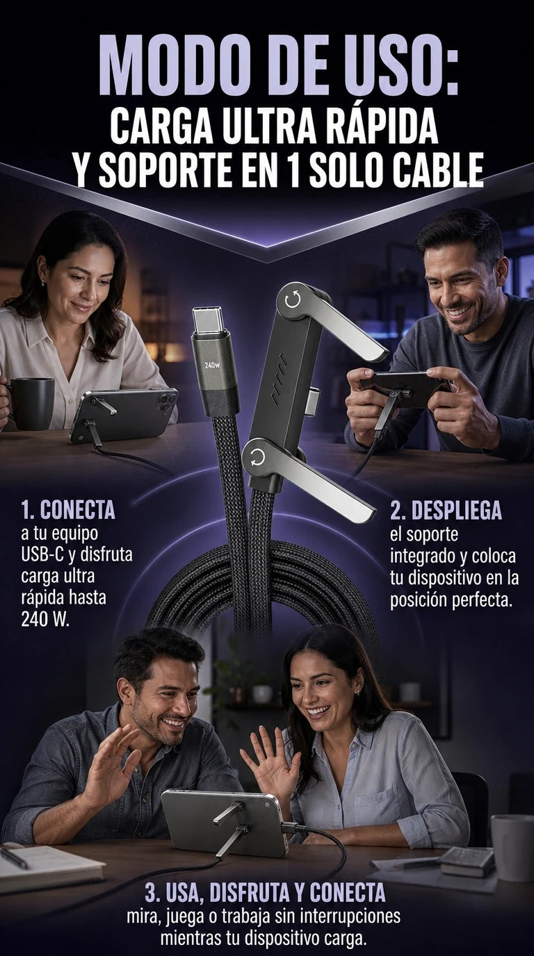 CABLE CARGA EXTREMA 2 EN 1 (TIPO C) +🎁 1 Regalo Sorpresa