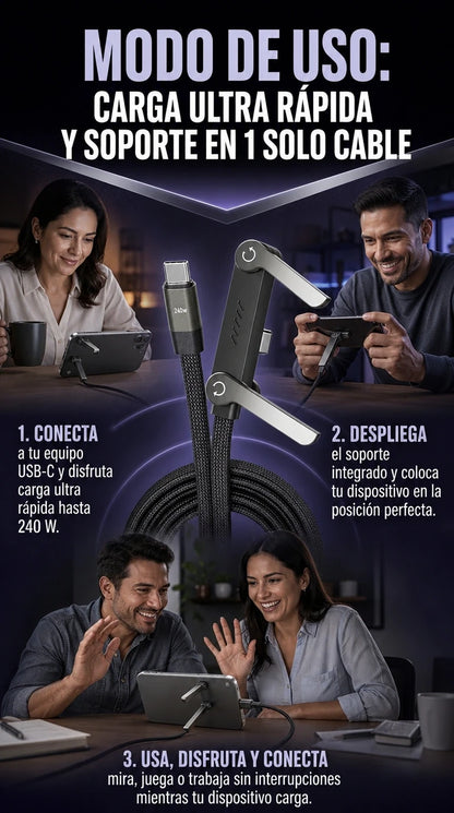 CABLE CARGA EXTREMA 2 EN 1 (TIPO C) +🎁 1 Regalo Sorpresa