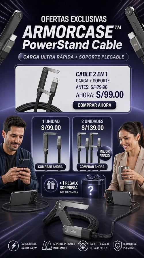 CABLE CARGA EXTREMA 2 EN 1 (TIPO C) +🎁 1 Regalo Sorpresa