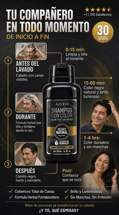 Champú Natural con Ingredientes Herbales para Pintar el Cabello- NEGRO 500ML