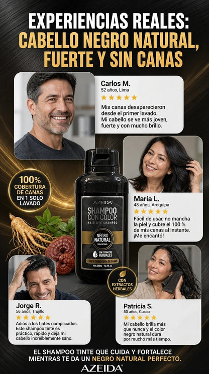 Champú Natural con Ingredientes Herbales para Pintar el Cabello- NEGRO 500ML