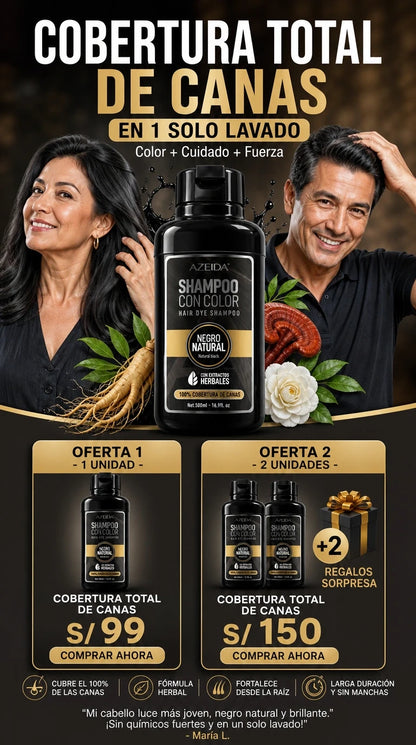 Champú Natural con Ingredientes Herbales para Pintar el Cabello- NEGRO 500ML