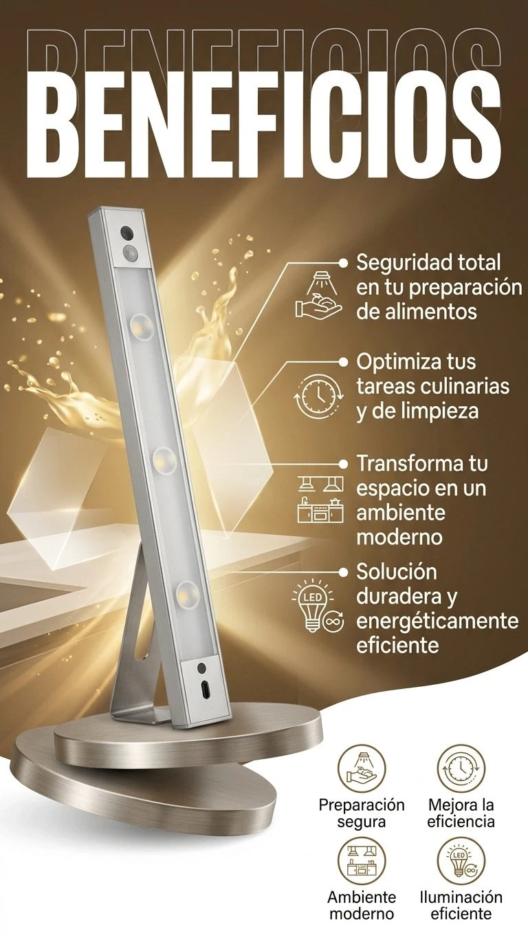 Barra LED con Sensor -3 Tonos  Nunca más busques el interruptor en la oscuridad