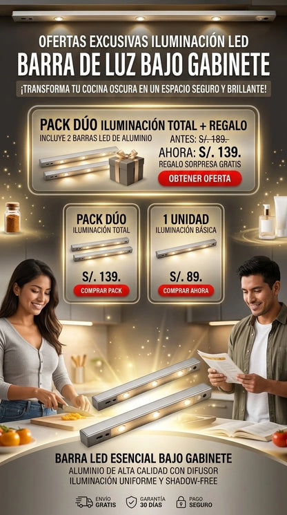 Barra LED con Sensor -3 Tonos  Nunca más busques el interruptor en la oscuridad