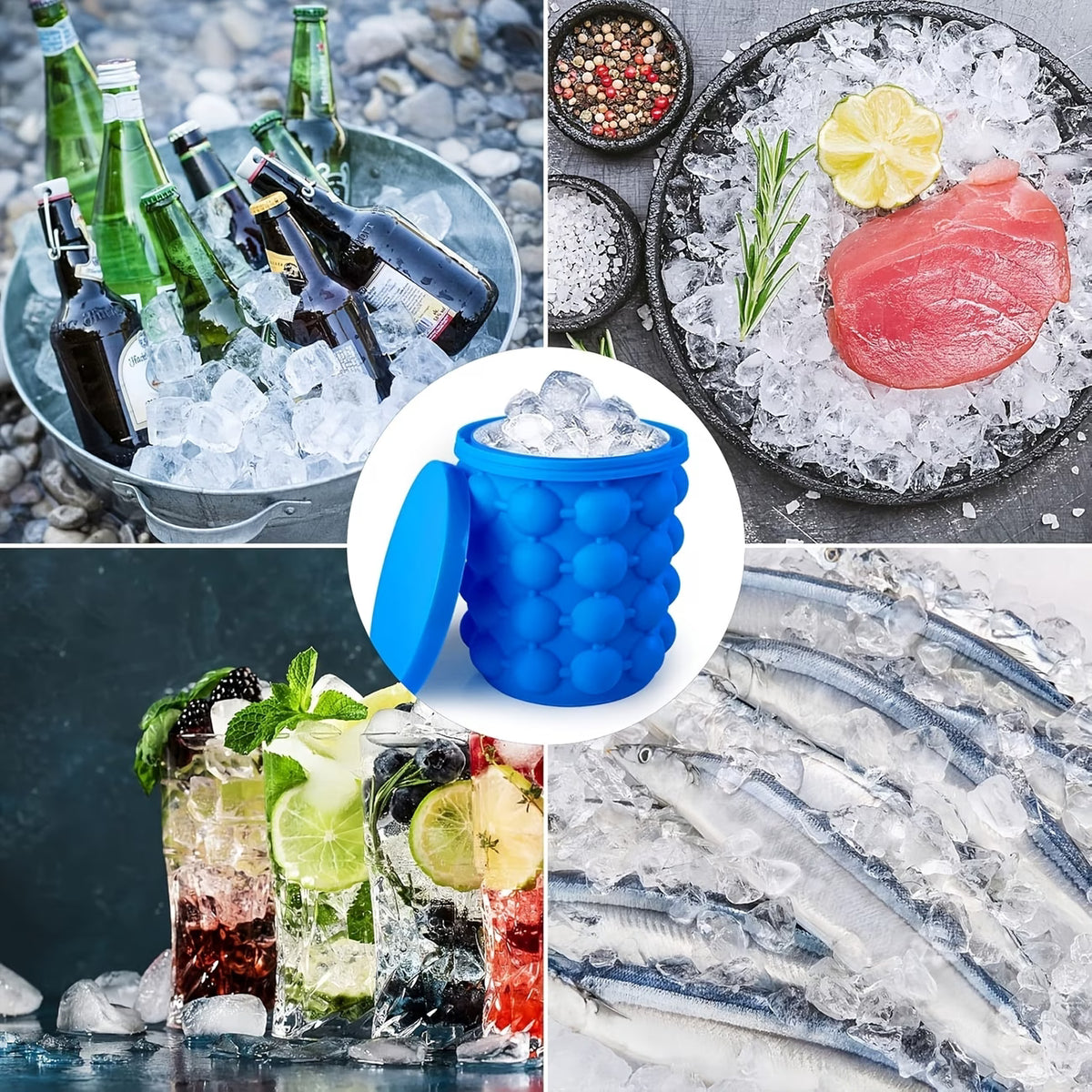 2 Hieleras de Silicona Flexible-Fácil Liberación para Cócteles y Bebidas Frías