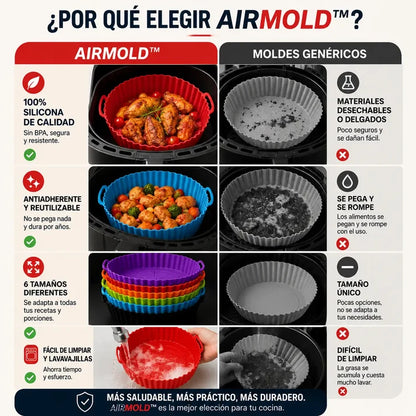 AirMold™ | Cocina más limpio y sano, set de 6 moldes + 3 De Regalo Gratis