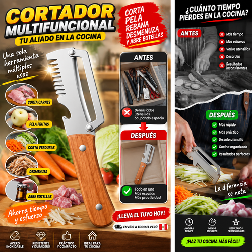 COMPRA 2 Y LLÉVATE 1 GRATIS- Pelador multifuncional- acero inoxidable