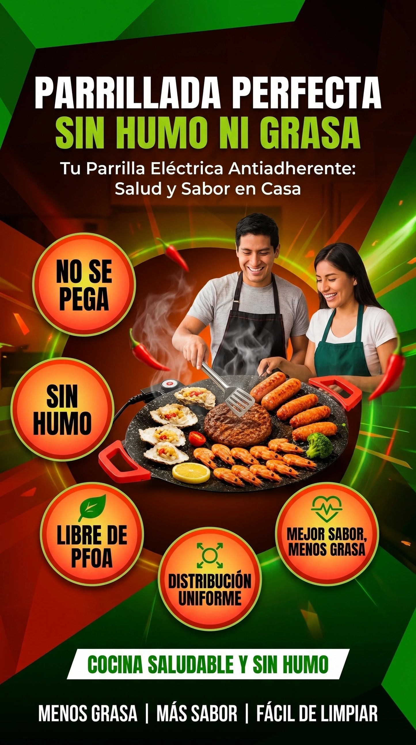 Sarten Coreano Antiadherente🔥Cocina sin que nada se pegue desde el primer uso