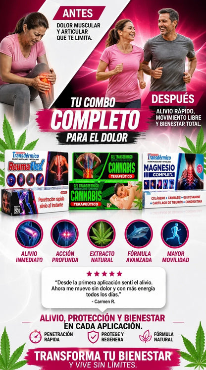 SUPER COMBO REUMA FLEX+CANNABIS TERAPÉUTICO+MAGNESIO COMPLEX 3X1