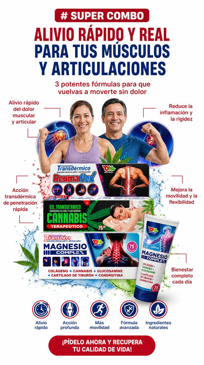 SUPER COMBO REUMA FLEX+CANNABIS TERAPÉUTICO+MAGNESIO COMPLEX 3X1