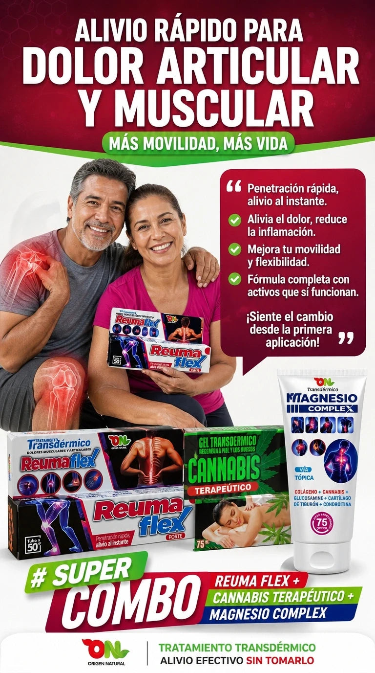 SUPER COMBO REUMA FLEX+CANNABIS TERAPÉUTICO+MAGNESIO COMPLEX 3X1