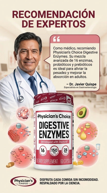 Enzimas digestivas - Una mezcla 3 en 1 de acción rápida con 16 enzimas