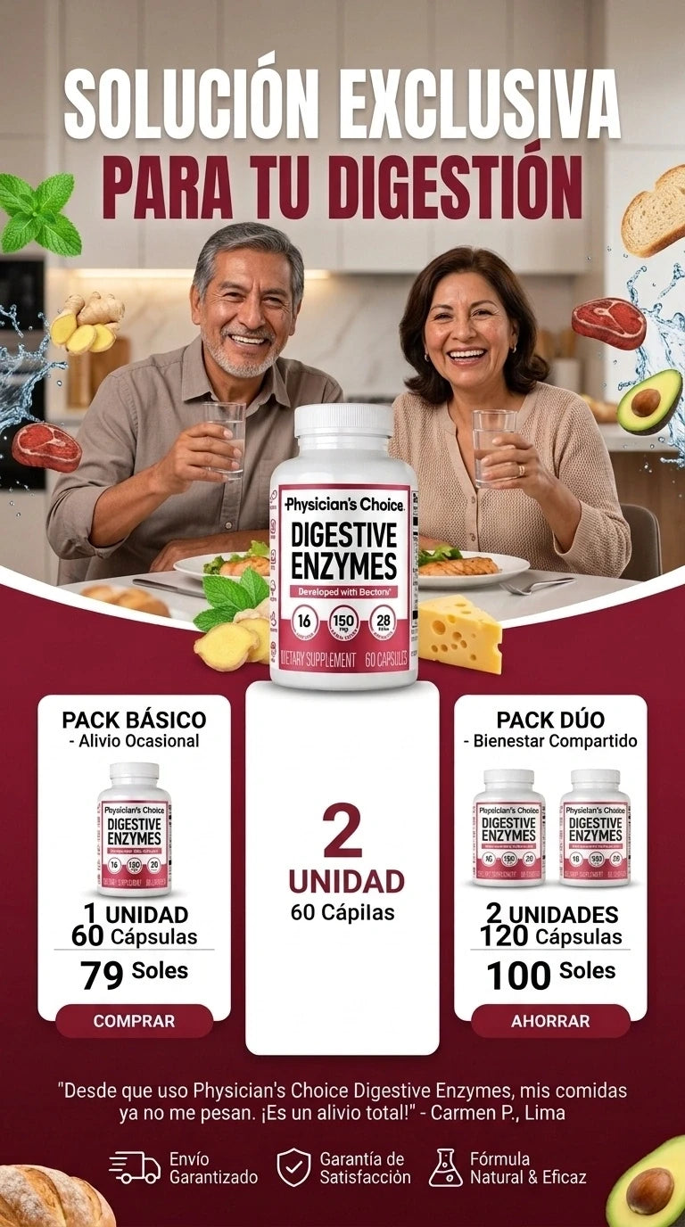 Enzimas digestivas - Una mezcla 3 en 1 de acción rápida con 16 enzimas