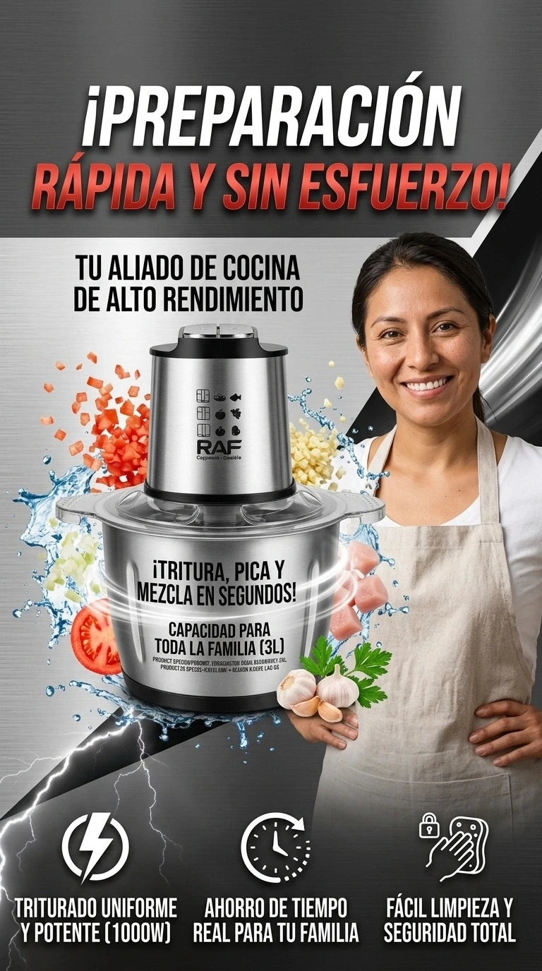 Picadora Express 3L De Acero Inoxidable 304 | Con 3 Velocidades