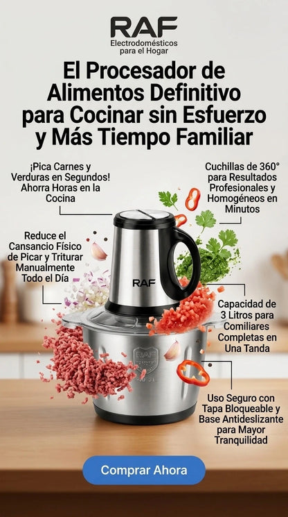 Picadora Express 3L De Acero Inoxidable 304 | Con 3 Velocidades