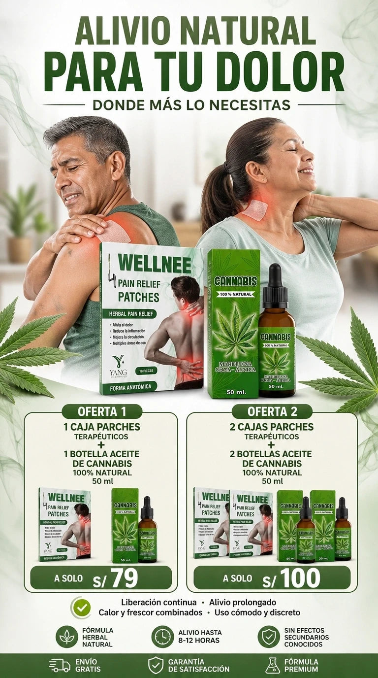 Parches Terapéuticos para Dolor Muscular + Aceite de Cannabis 100% Natural