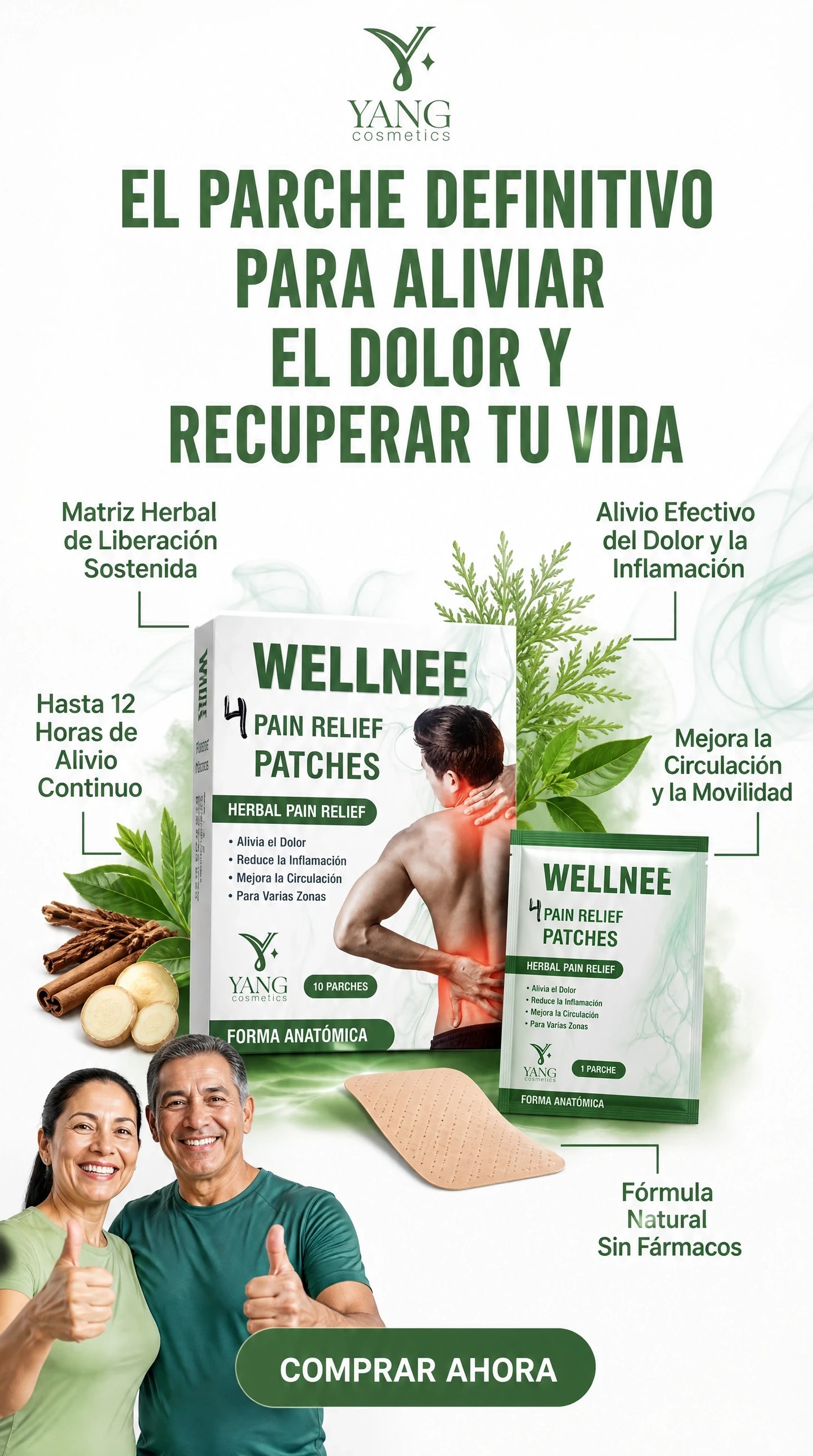 Parches Terapéuticos para Dolor Muscular + Aceite de Cannabis 100% Natural