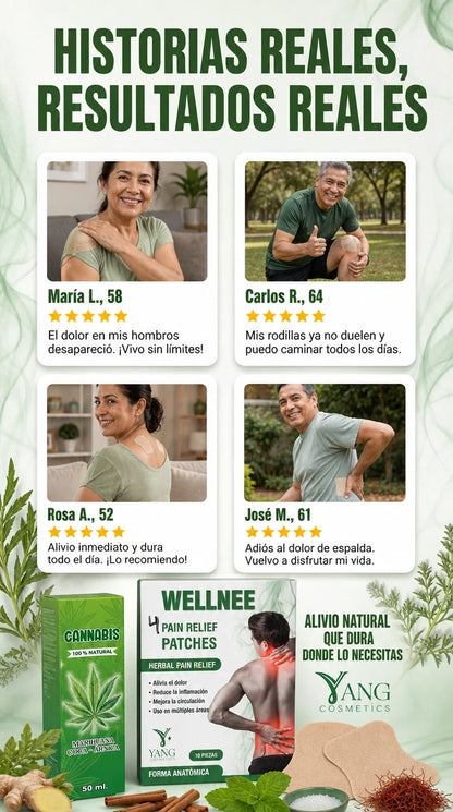 Parches Terapéuticos para Dolor Muscular + Aceite de Cannabis 100% Natural